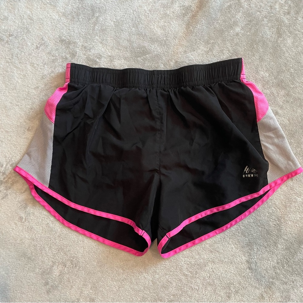 black, grey and pink athletic / workout shorts
